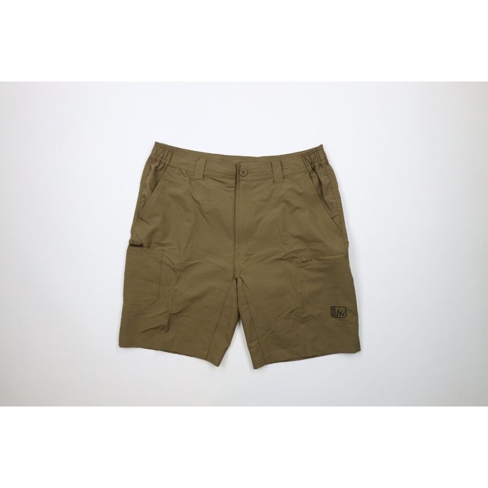 Fintech Mens Size Large Performance Stretch Fishing Outdoor Cargo Shorts Green